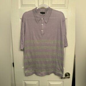 John Smedley Striped Knit Polo Shirt